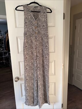As U Wish Black and White Leopard Print Sleeveless Jumpsuit